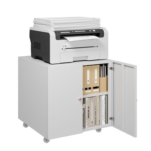 STEELIST Metal Printer Stand, Large Printer Table with Wheels, Heavy Duty Printer Cabinet Stand, Printer Stand with Storage, Modern Printer Stands for Home Office, Copier, Computer, Fax