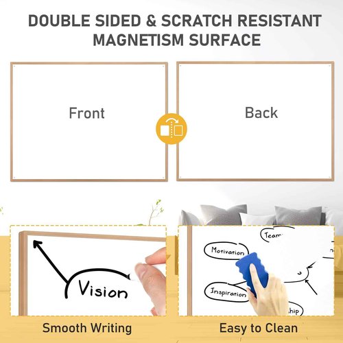 Offi-eqp 48”x36” Large Dry Erase Board for Wall 4' x 3' Double Sided Magnetic White Board Without Frame for Office, Class, Home
