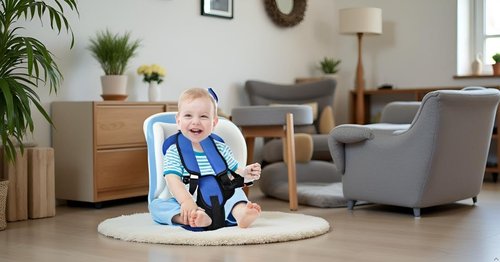 Portable Kids Travel Cushion, Foldable Support Pad for Stable Surfaces - Lightweight & Non-Slip (Blue)