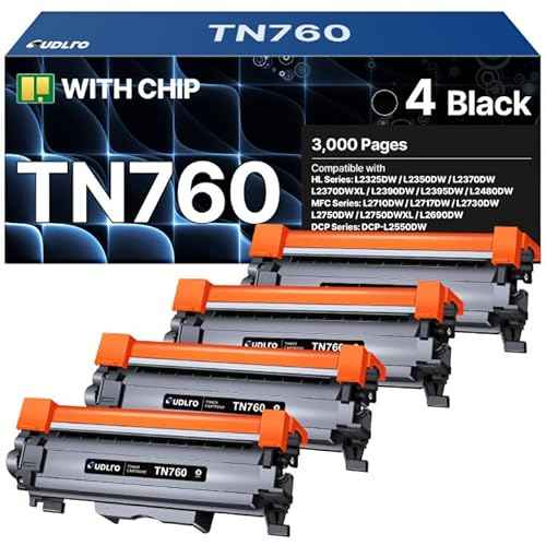TN-760 - TN760 Toner for Brother Printer - Replacement for Brother TN760 TN-760 TN730 TN-730 Toner Compatible with MFC-L2750DW HL-L2370DW MFC-L2710DW HL-L2350DW HL-L2390DW DCP-L2550DW Printer(4 Black)