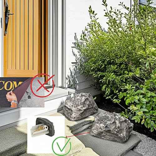 Outdoor Hidden Key Storage Rock, Gray Stone-Look, Never Locked Out! Outdoor Fake Rock Key Hider - Weatherproof Secure Cover, Holds House/Car Keys (3.1in), Realistic Hidden Key Holder for Yard Garden