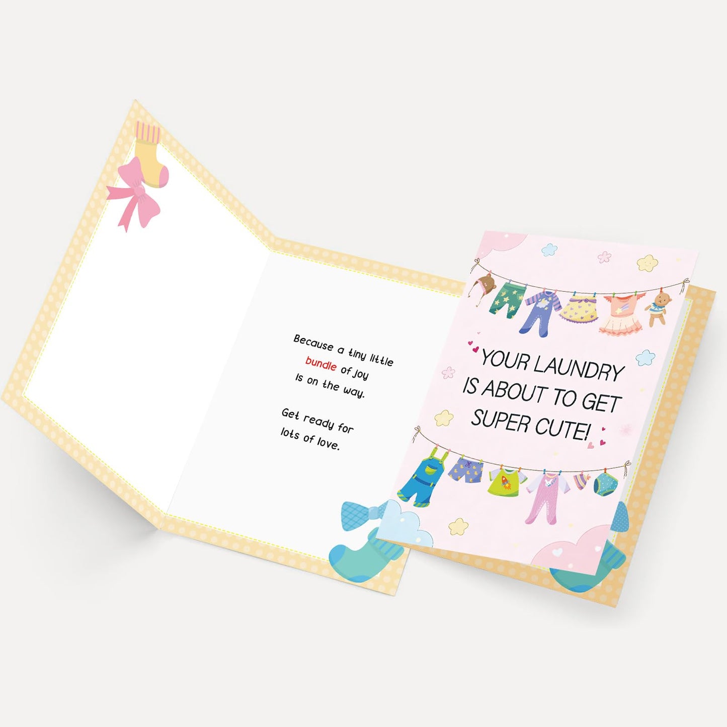 FANCYLUCKY Cute Baby Shower Card for Girl, New Baby Girl Card Gifts for Expecting Mom Parents, Printed Message Inside with Envelope