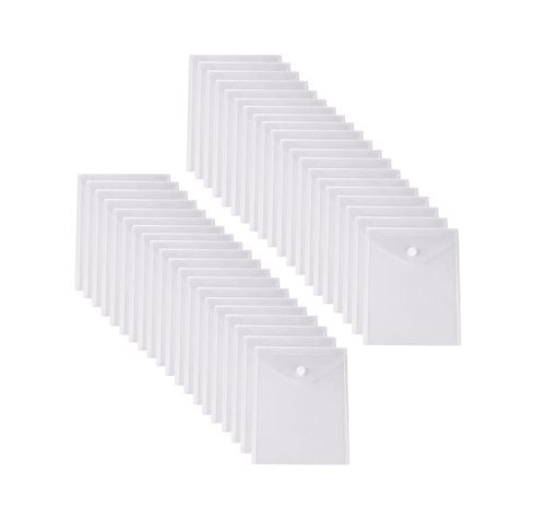 YESSART 8.5 x 11 Vertical Clear Letter Sized Plastic Envelopes Document File Storage Holder 40 Pack Hook Loop Closure