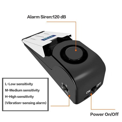 ZZRUI 2 Pack Door Stop Alarm with 120dB Siren, Wedge Door Stopper Security Device for Travel, Apartment, Hotel, Home – Portable Anti-Theft Floor Alarm for Entry Alert & Self Defense, Black