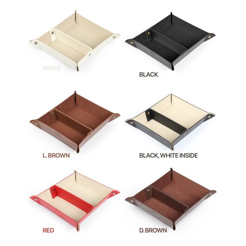 Londo Leather Tray Organizer - Practical Lightweight Water Resistant Computer Table Desk Storage Box for Wallets, Watches, Keys, Coins, Cell Phones and Office Equipment