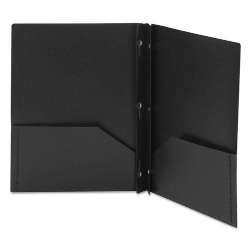 Smead Poly Two-Pocket Folder, Tang-Style Fastener, Letter Size, Black, 25 per Box (87725)