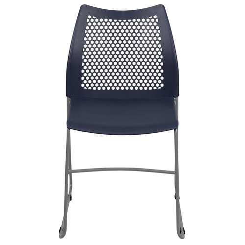 Flash Furniture Hercules Series Contoured Lobby Chairs with Air-Vent Honeycomb Backs, Ergonomic Stacking Chairs for Offices, Set of 5, Navy