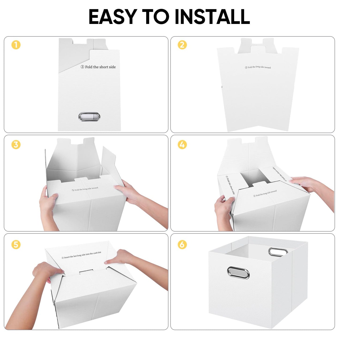 BALEINE File Organizer Box, Cardboard File Folder Organizer with Handle for Letter Size, Portable Collapsible Hanging Filing Box for Home Office Document Storage (2 Pack, Large White)