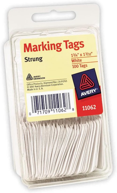 Avery White Marking Tags - Strung, 1-3/4" x 1-3/32", Pack of 100 | Ideal for Organizing and Labeling