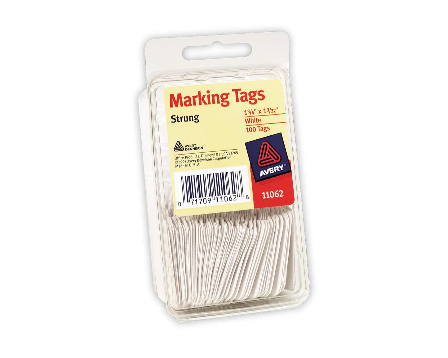 Avery White Marking Tags, Strung, 1-3/4" x 1-3/32", Pack of 100 (11062)