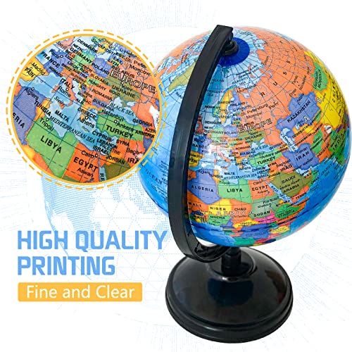 6'' Kids Educational World Globe with Stand, Rotating Map for Classroom & Decor