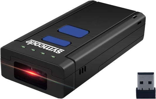 Symcode Bluetooth Wireless Barcode Scanner - Portable 2.4GHz Reader for Windows, Mac, Android & iOS Devices