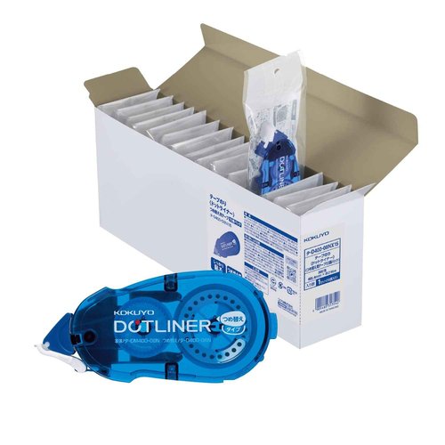 KOKUYO Glue Tape Refill for Scrapbooking, 15 Pack 52.5 Ft x 0.33 in Double Sided Tape Roller for Crafts, Blue Dot Pattern Tape Runner, Adhesive Scrapbook Supplies. Japan Import (TA-D400-08NX15)