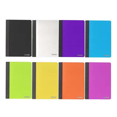 BAZIC Products Composition Book 80 Sheet 5" x 7" Poly Cover Notebook, Writing Journal Comp Lined Notebooks for Office School, Assorted Color, 48-Pack