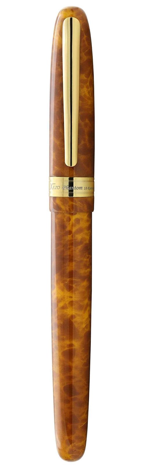 Xezo Phantom Fountain Pen, Medium Nib. Autumn Brown Enamel with 18 Karat Gold Plating. Hand-Enameled, Limited Edition, Serialized. No Two Alike