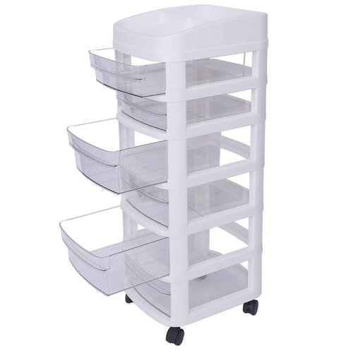 Storage Drawers Large Plastic Drawer 6-Tier Organizer Plastic Drawers Clear Drawers Storage Shelves with Dra-Wer Transparent Storage Cart for Home Office Living Room Bathroom