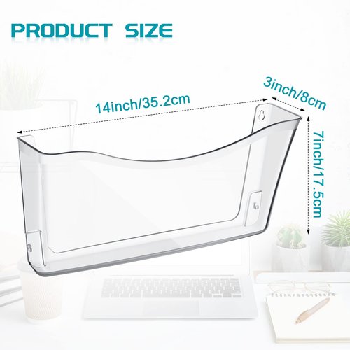 Colarr 6 Pack Expandable Pocket Wall File Holder Plastic Hanging Wall Organizer Space Saving Wallmount File Holder for Office Mail Letter Magazine(Clear)