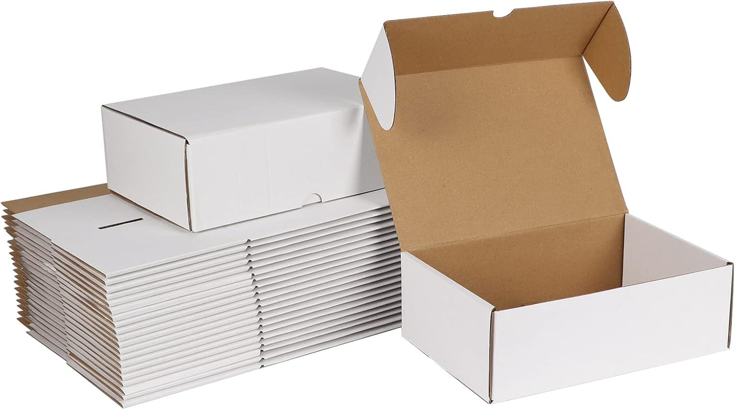 ZBEIVAN White Shipping Boxes - 9x6x3 Corrugated Cardboard Mailer Set of 25 for Small Business Packaging