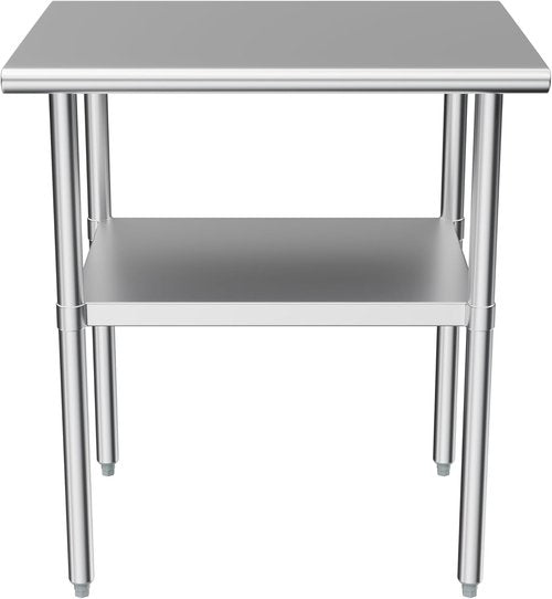 Regine Stainless Steel Prep Table - Heavy Duty NSF Commercial Work Table with Adjustable Under Shelf | 24x30in