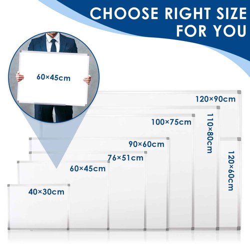SWANCROWN Magnetic Dry Erase Board 48 x 24 Inches - Large White Board, Silver Aluminum Frame, 4' x 2' Writing Whiteboard for Walls, Home Office, School, Studio