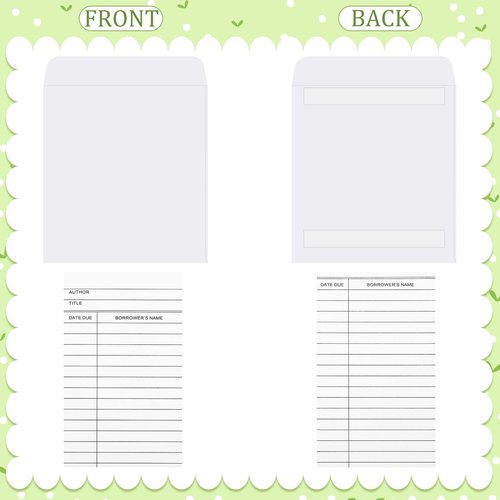Harloon 1000 Pcs Library Cards Pockets and Library Checkout Cards, Self Adhesive Book Pockets Personal Reading Kit Due Date Envelope Sleeves for Classroom Office CDs DVDs Gift Tag