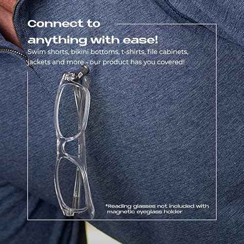 Readerest Magnetic Eyeglass Holders (4 Pack) Eyewear Clip for Readers & Sunglasses, ID Badge Clip for Conferences, USA Made