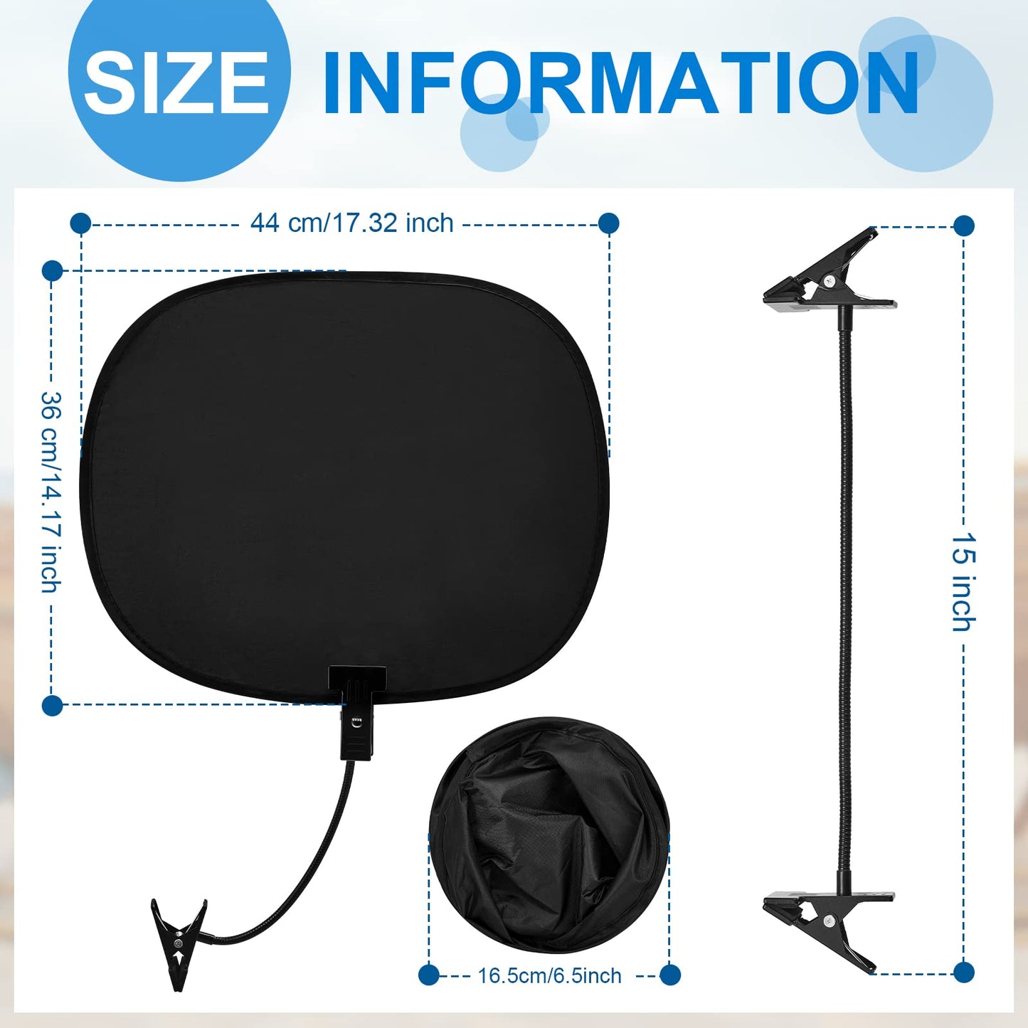 Amylove 2 Pcs Laptop Sun Shade, Laptop Visor for Working Outside with Flexible and Adjustable Clips Stand Shade Cover for Notebook Portable Computers Beach Chairs, Pets and Strollers (Black)