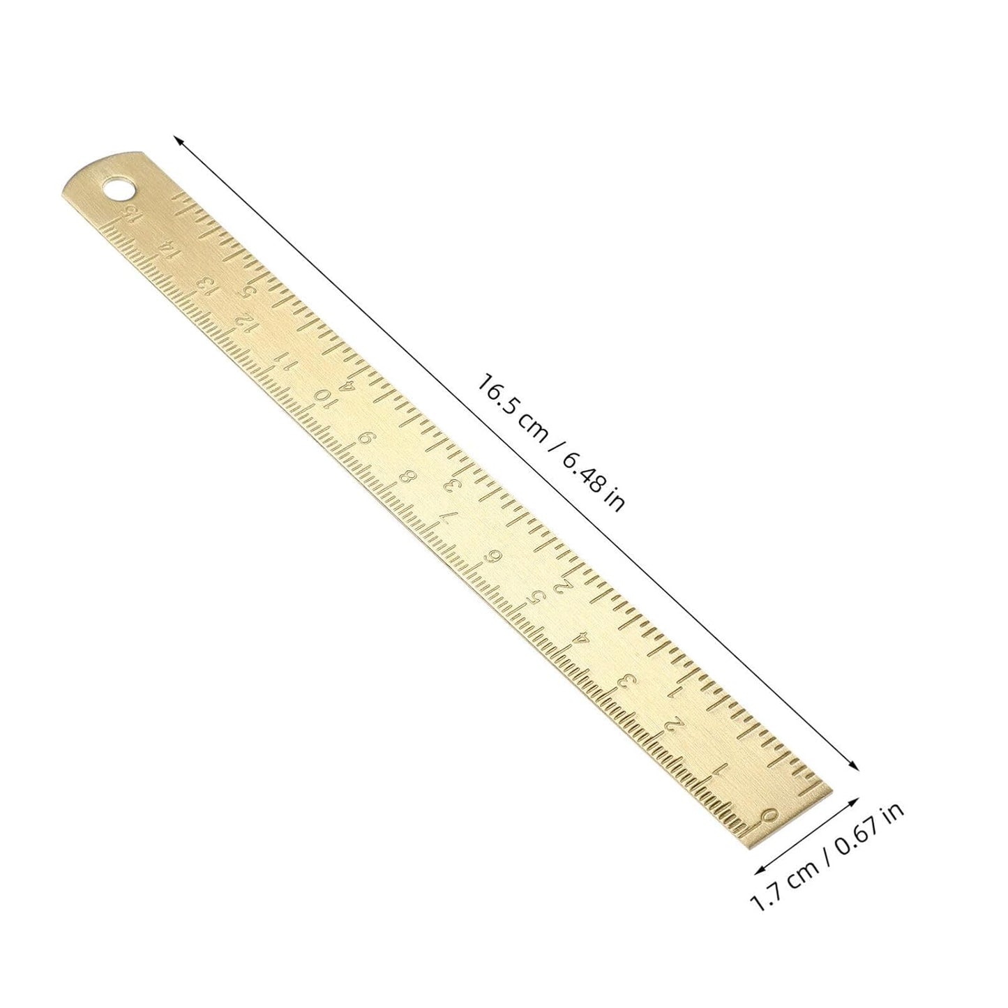 Skiennix Brass Ruler - Gold Metal Drawing Tool for School & Office | Perfect for Geometry & Drafting