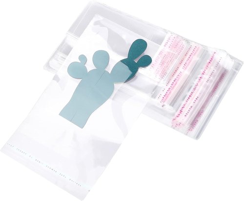 Geyoga Clear Plastic Cello Bags - Resealable Self-Sealing for Candy & Cookies | 240 Pieces in 4 Sizes