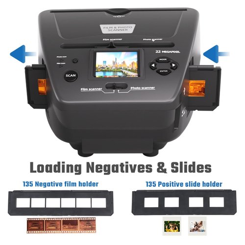 Photo Slide Scanner Convert Negatives & Slides 35mm/135 Film, Photo(3R,4R,5R), Business Card to Digital Photos, 4GB SD Card Included