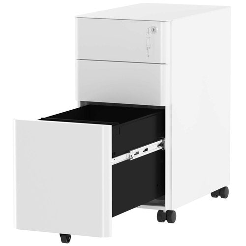 YITAHOME 3-Drawer Metal Filing Cabinet Office Drawers with Keys, Compact Slim Portable File Cabinet, Pre-Built Office Storage Solution for A4/Letter/Legal, White