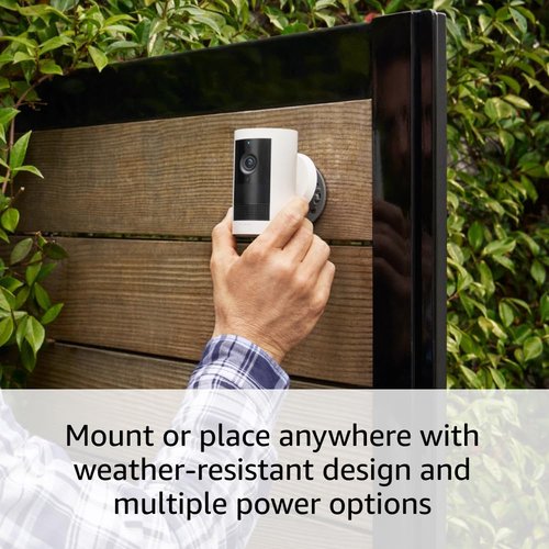 Introducing Ring Outdoor Cam Plus, Battery — Wide-Angle 2K Video with Ring Vision, Low-Light Sight for full-color night vision, Mount-Anywhere Versatility, White