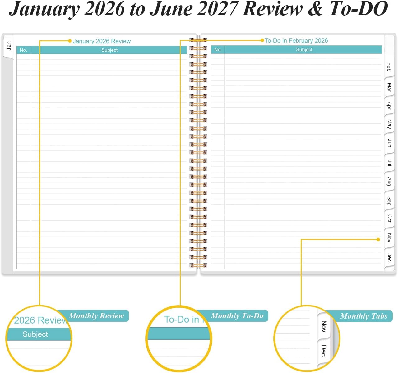 2026-2027 Monthly Planner | 18-Month Calendar with Tabs, 9" x 11", Strong Twin-Wire Binding, Pink