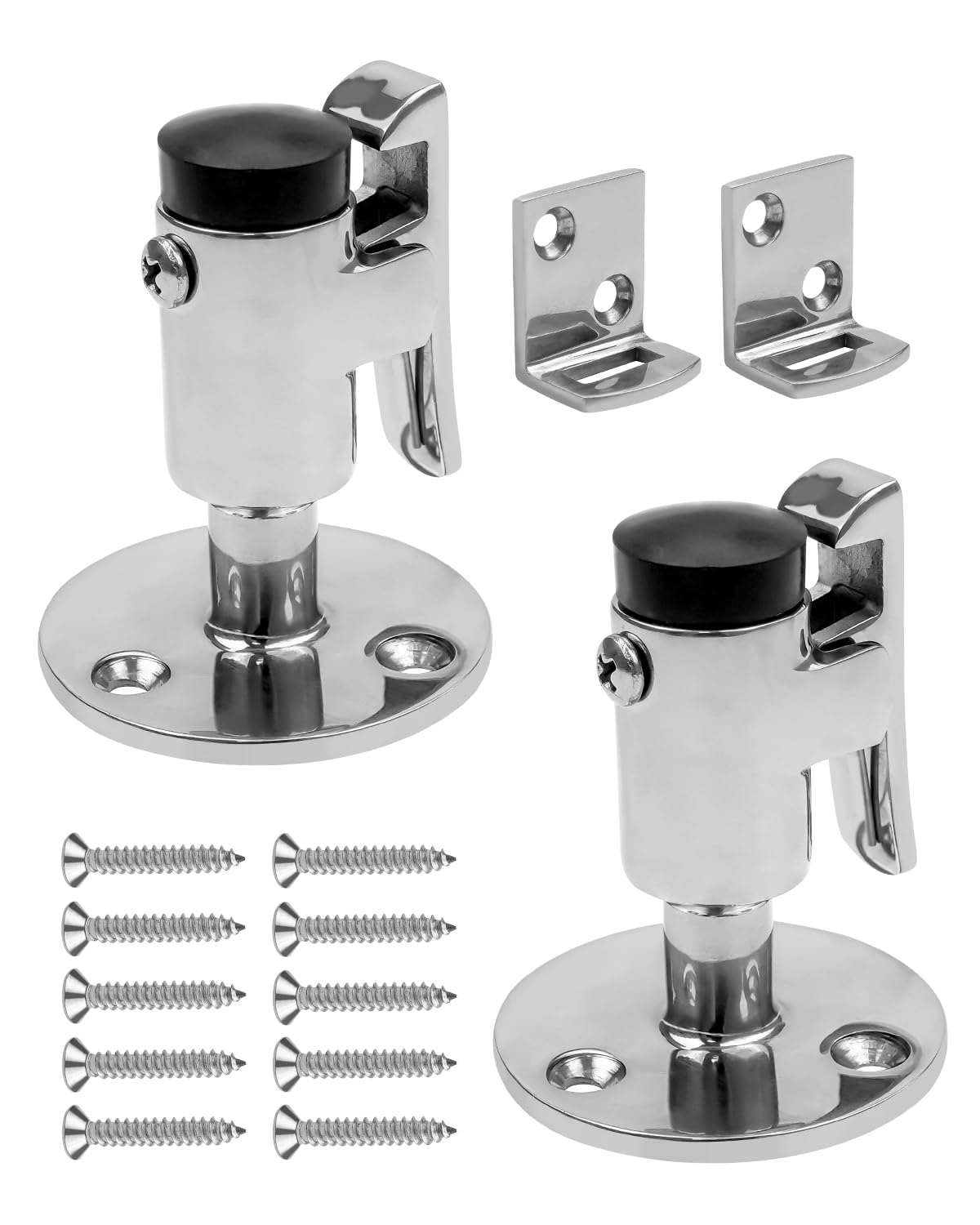 2PCS Door Stopper Catch Set Marine Grade 316 Stainless Steel, Heavy Door Holder Catch Hatch Stopper Soft Stop Keep Door Open Surface Mirror Reflection for Marine Doors Yacht Boat Ships Motorhome 1PCS