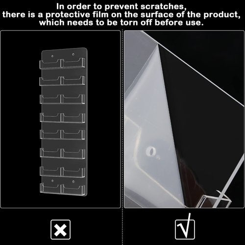 Lincia Acrylic Business Card Holder Wall Mount Clear Sticker Display Rack Multiple Clear Card Organizing Sticker Display Stand Pre Drilled Acrylic Holders(16 Pocket)