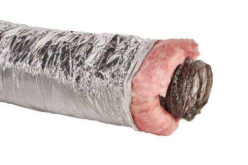 GAF Master Flow 6" X 25" Insulated Flexible Duct with R8 Insulation and Thermal Efficiency| Meets The UL181 Standard, The Duct ensures high Safety & Quality Standards, with a Heavy Duty Silver Jacket