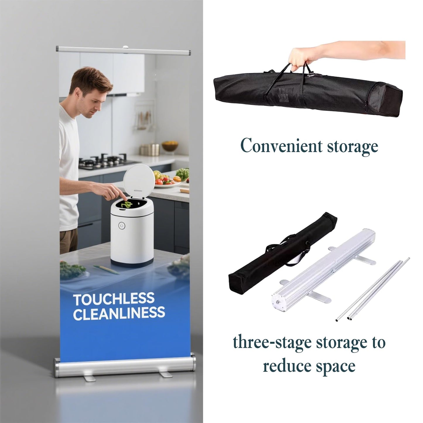Custom Retractable Banner Stand – Personalized Roll Up Display with Carry Bag, Adjustable Height, Portable Stand for Trade Shows, Events, Business Promotions