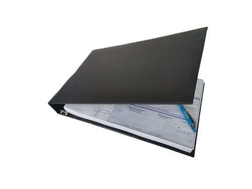 7 Ring Business Check Binder, Durable 3 On A Page, Professional Finance Document Holder with Fold Over Clear Vinyl Pouch Bill Keeper, Removable 6-Year Calendar (Black) ABC Printing