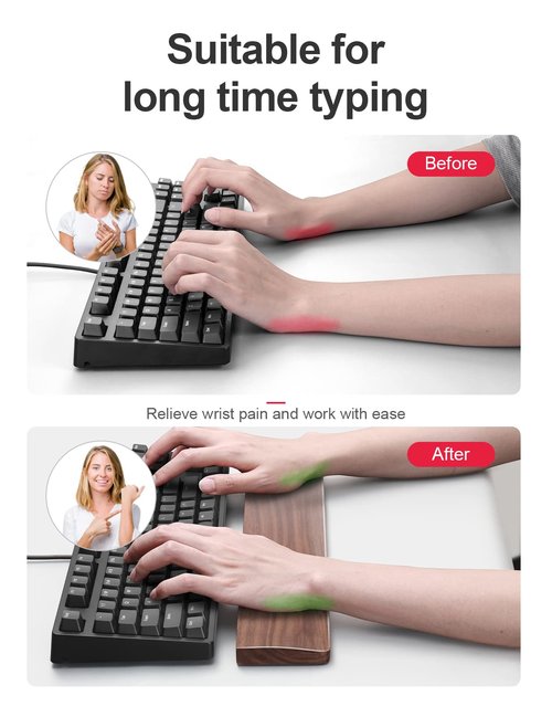 Meatanty Wooden Keyboard Wrist Rest,Ergonomic TKL Gaming Walnut Mechanical Keyboard Wrist Pad,Hard Wrist Rest Palm Rest Supports Computer, Laptop Comfortable Typing Pain Relief (14.17")