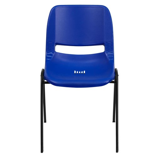 Flash Furniture HERCULES Series 440 lb. Capacity Kid's Navy Ergonomic Shell Stack Chair with Black Frame and 14" Seat Height