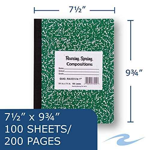 Roaring Spring Paper Products Center Sewn Composition Notebook, 7 1/2 x 9 3/4 x 1/2 (77255cs)
