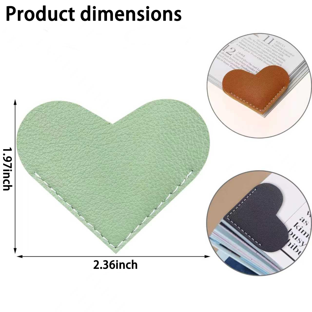 Leather Heart Bookmarks, Corner Page Clips for Women & Girls, Cute Handmade Book Accessories, Perfect Reading Gift for Book Lovers & Kids