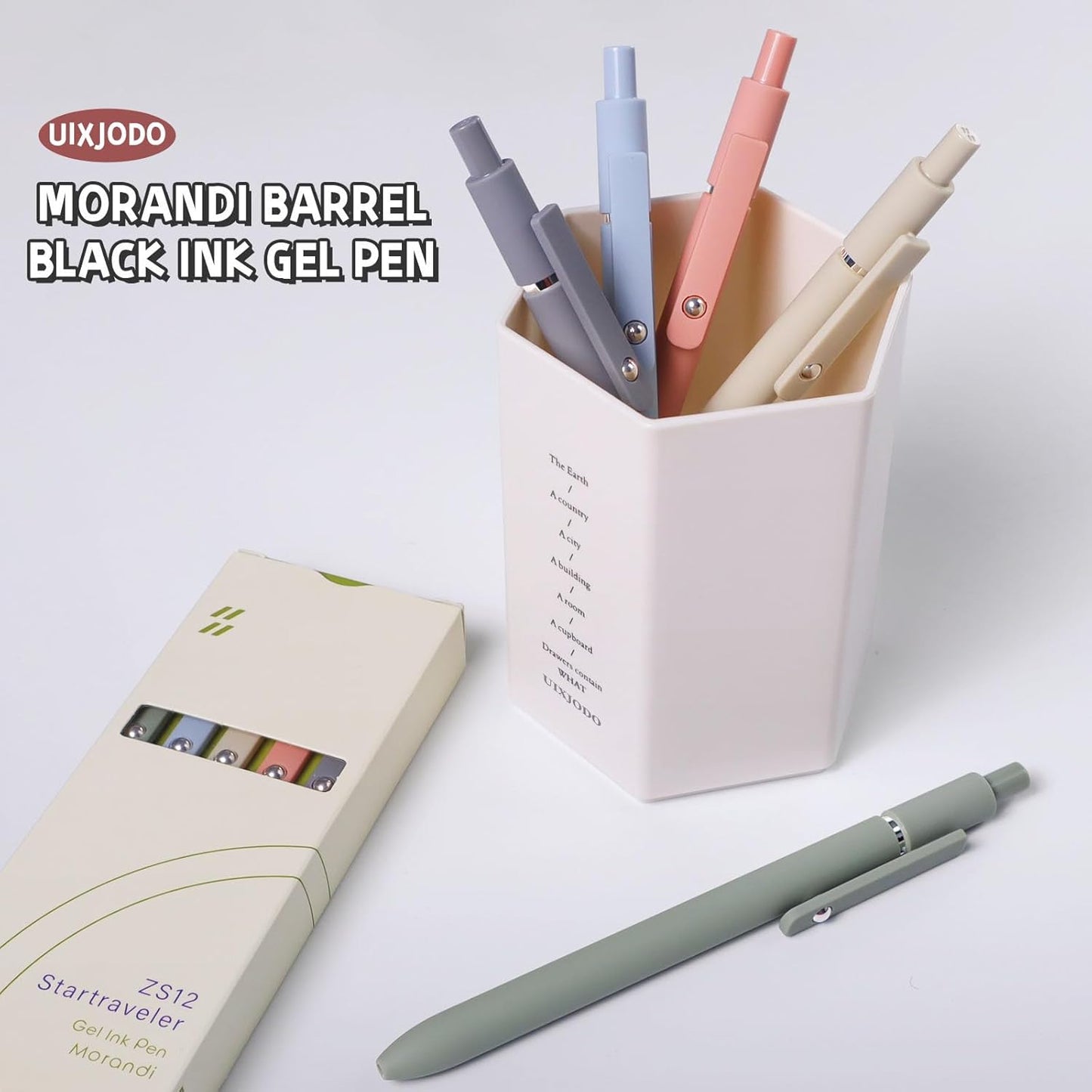 UIXJODO Gel Pens - 5 Pcs Fine Point 0.5mm Black Ink Pens for Smooth Writing | Cute Office Supplies for Gifts