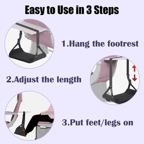 nestery Foot Hammock for Plane Travel, Extended Adjustment Strap Airplane Foot Rest, Airplane Foot Hammock for Travel Accessories, Bamboo Board Support, Easy to Storage