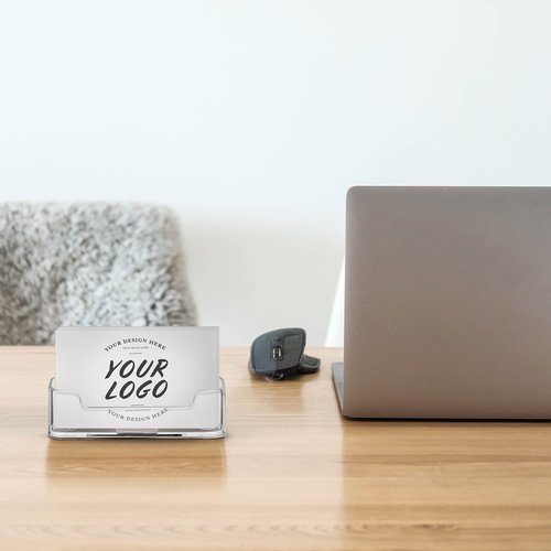 Yookeer 24 Pack Business Card Holder Acrylic Desk Display Clear Display Holder for Business Card Paper Holder Stand for Office Desktop Paper Brochure Supplies
