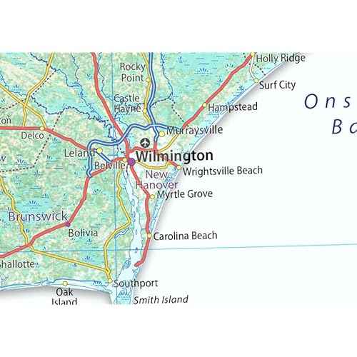 North Carolina State Poster Map - 13.3 x 30 inches - Paper Laminated
