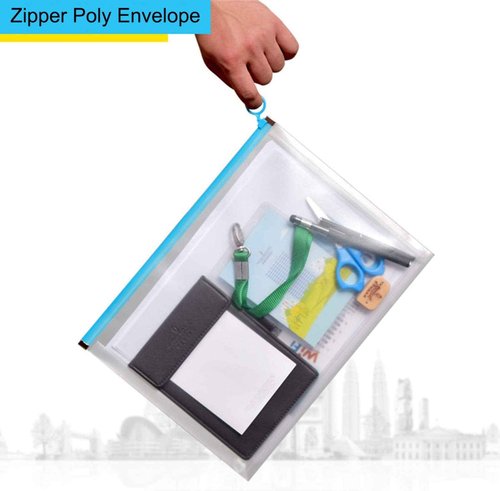 YESSART 9x12 Clear Zip Plastic Envelopes File Document Paper Holder Pack of 24 (24 Pack)