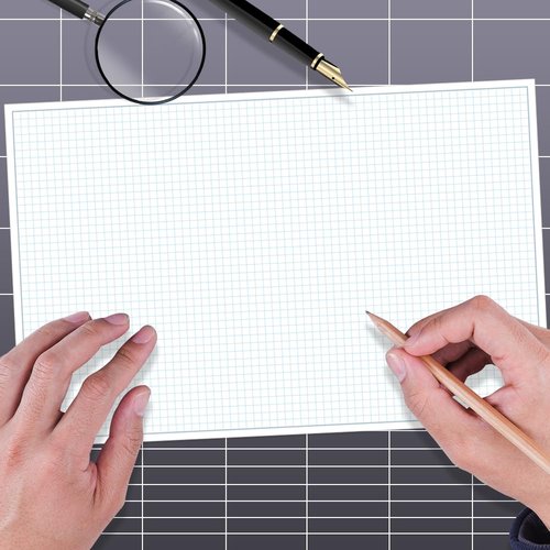 Engineering Graph Paper Pads, 11x17 Quadrille 25 Sheets/50 Pages Grid Paper for Drafting, Engineering, Blueprint Drawing, 4x4 Blue Quad Rule, 100gsm White Paper