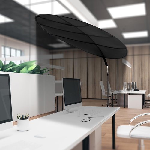 Juexica 51'' Adjustable Office Cubicle and Desk Shade, Large Portable Cubicle Light Shade with Clamp, Foldable Rotatable Canopy Blocks Light or Disturbance for Working Accessories, Black