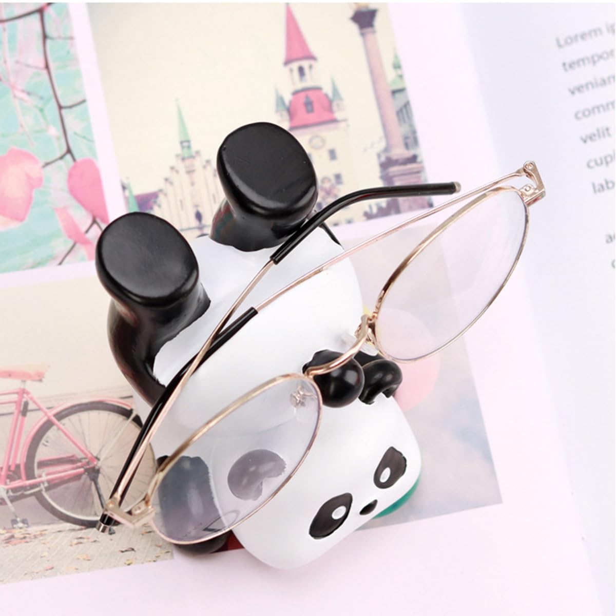 JARPSIRY Cute Panda Glasses Display Stand for Nightstand, Funny Decorative Eyeglass Sunglass Holder, Home Office Desk Decoration (Handstand Panda)